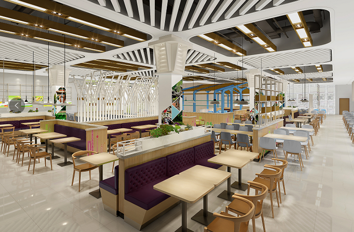 成都華為工廠餐廳-大廳設(shè)計效果圖