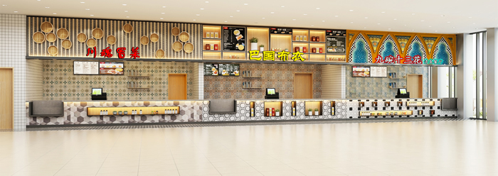 成都華為工廠餐廳-分餐區(qū)設(shè)計效果圖