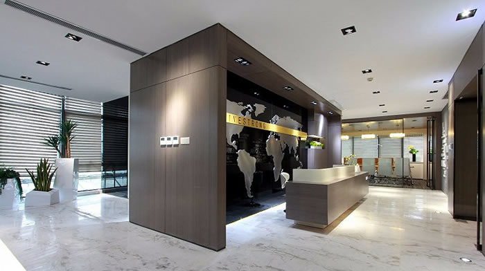 高端寫字樓辦公室前臺空間設計效果圖