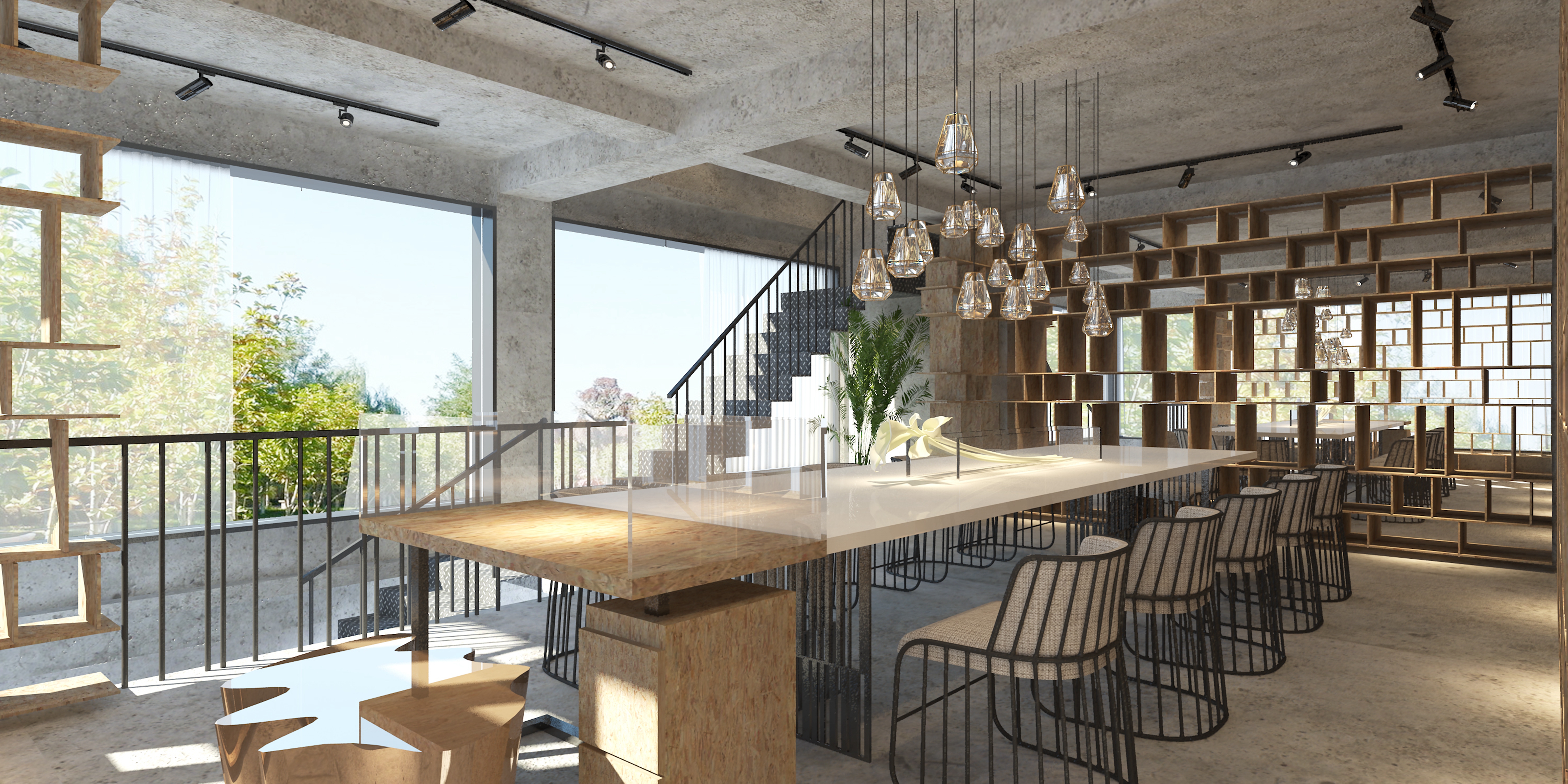 工業風辦公室裝修設計效果圖